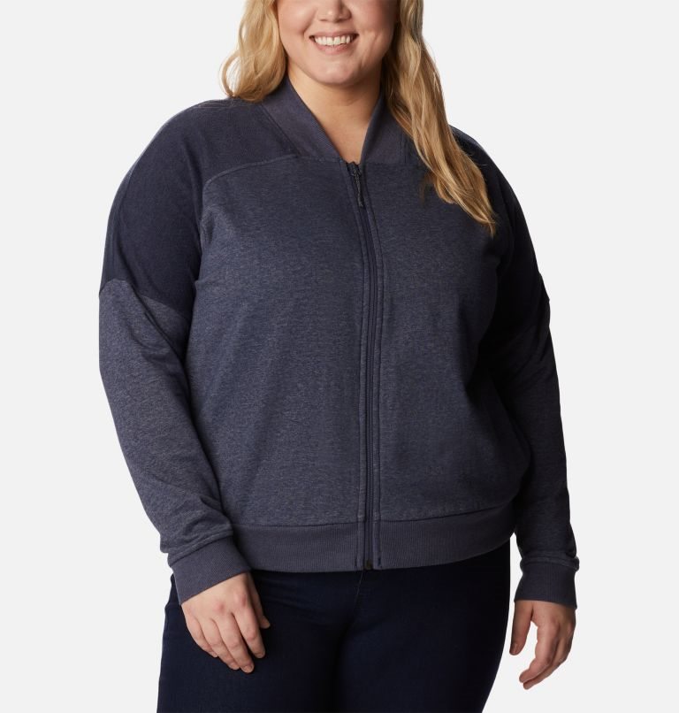 Columbia Lodge French Terry Full Zip Jakke Dame Marineblå | Plus Size 78305G